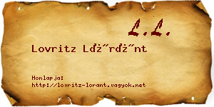 Lovritz Lóránt névjegykártya